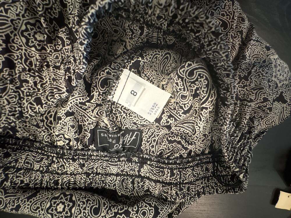 Vintage Black White Floral Paisley 2-Piece Long Sleeve Top and Pants Set size 8/ - Picture 15 of 15